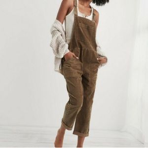Aerie werk and play brown corduroy overalls